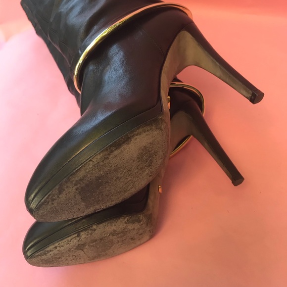 Black Sergio Rossi pull on leather boots in box